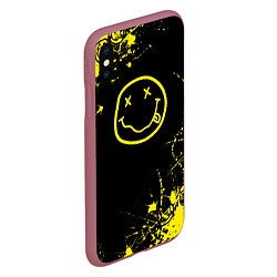 Чехол iPhone XS Max матовый Nirvana texture смайл, цвет: 3D-малиновый — фото 2
