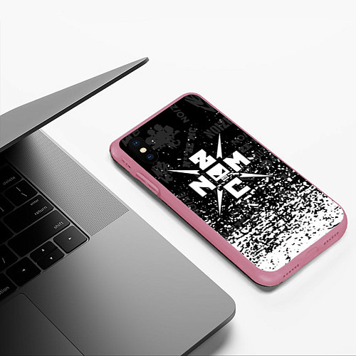 Чехол iPhone XS Max матовый Noize mc брызги / 3D-Малиновый – фото 3
