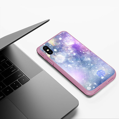 Чехол iPhone XS Max матовый Абстрактные блики / 3D-Розовый – фото 3