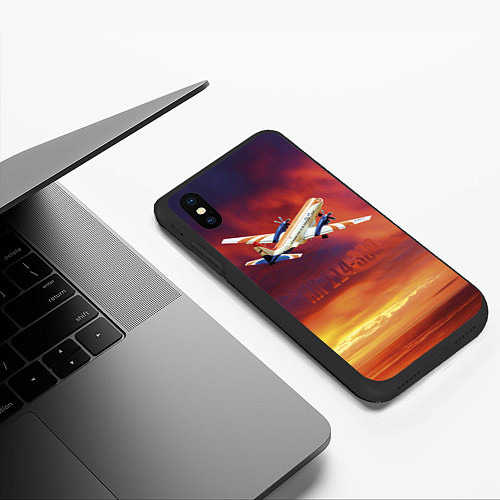 Чехол iPhone XS Max матовый Самолет Ил 114-300 / 3D-Черный – фото 3