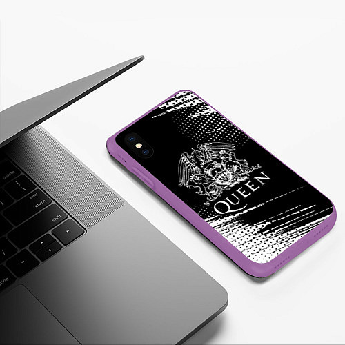 Чехол iPhone XS Max матовый Queen герб квин / 3D-Фиолетовый – фото 3