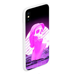 Чехол iPhone XS Max матовый Vaporwave Skull Психоделика, цвет: 3D-белый — фото 2