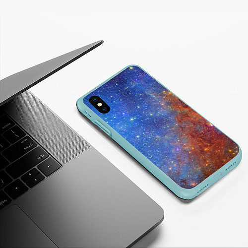 Чехол iPhone XS Max матовый Яркая вселенная / 3D-Мятный – фото 3