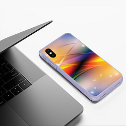 Чехол iPhone XS Max матовый Абстрактные линии разных цветов, цвет: 3D-светло-сиреневый — фото 2