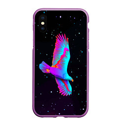 Чехол iPhone XS Max матовый Eagle Space Neon, цвет: 3D-фиолетовый