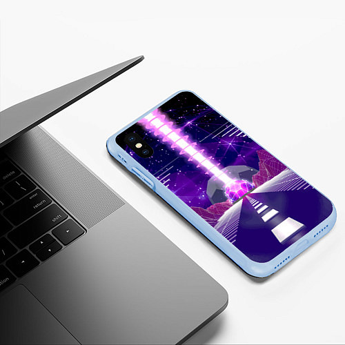 Чехол iPhone XS Max матовый Vaporwave Neon Space / 3D-Голубой – фото 3