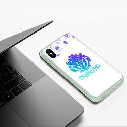 Чехол iPhone XS Max матовый Overlord неоновый логотип, цвет: 3D-салатовый — фото 2