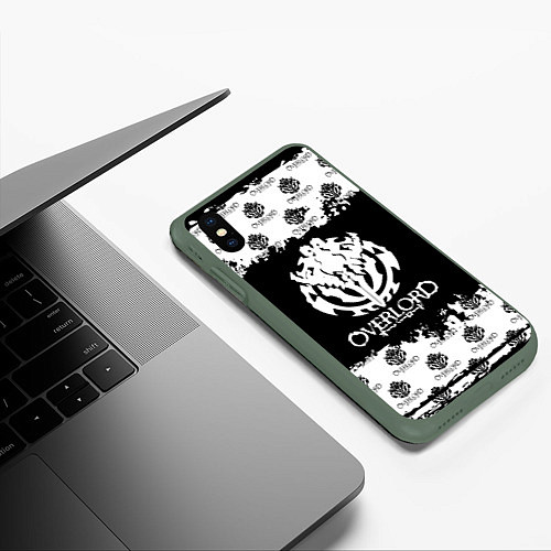 Чехол iPhone XS Max матовый Overlord паттерн / 3D-Темно-зеленый – фото 3