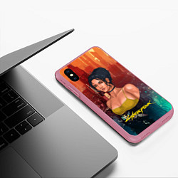 Чехол iPhone XS Max матовый Панам рисунок Cyberpunk 2077, цвет: 3D-малиновый — фото 2