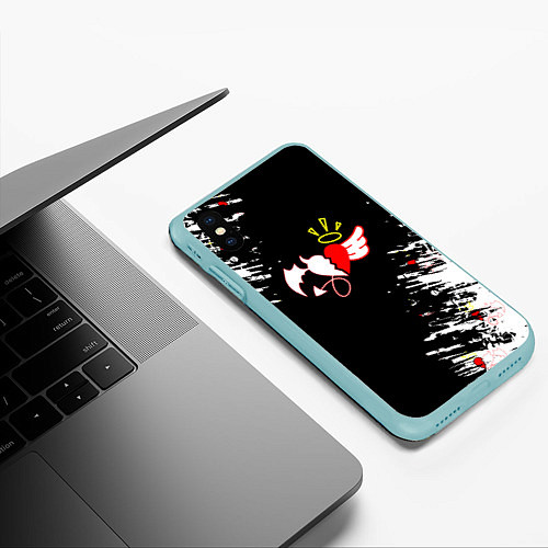 Чехол iPhone XS Max матовый Payton Moormeier сердце / 3D-Мятный – фото 3