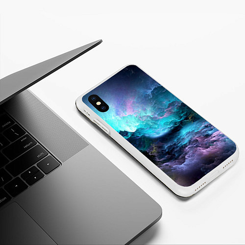 Чехол iPhone XS Max матовый Разноцветные тучи / 3D-Белый – фото 3