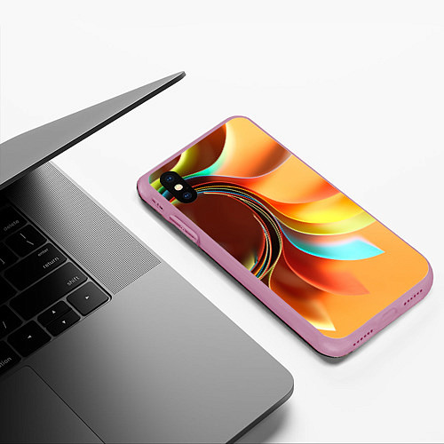 Чехол iPhone XS Max матовый Солнце из бумаги / 3D-Розовый – фото 3