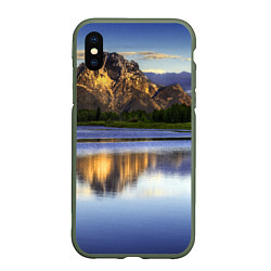 Чехол iPhone XS Max матовый Горы mountains, цвет: 3D-темно-зеленый