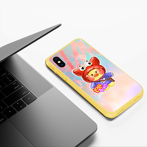 Чехол iPhone XS Max матовый Лалафанфан в красной шапочке / 3D-Желтый – фото 3