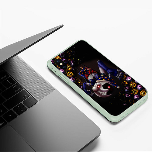 Чехол iPhone XS Max матовый Five Nights at Freddys: Security Breach Луна патте / 3D-Салатовый – фото 3