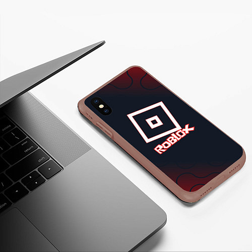 Чехол iPhone XS Max матовый Roblox : logo / 3D-Коричневый – фото 3