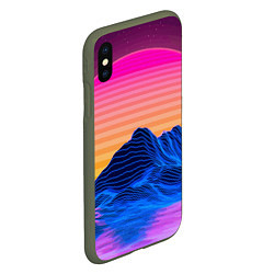 Чехол iPhone XS Max матовый Vaporwave Mountains Психоделика Неон, цвет: 3D-темно-зеленый — фото 2