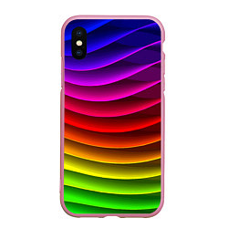 Чехол iPhone XS Max матовый Color line neon pattern Abstraction Summer 2023, цвет: 3D-розовый