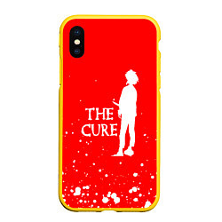 Чехол iPhone XS Max матовый The cure белые брызги, цвет: 3D-желтый