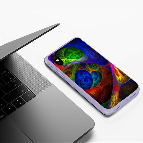 Чехол iPhone XS Max матовый Абстрактная мультивселенная паттерн Abstraction / 3D-Светло-сиреневый – фото 3