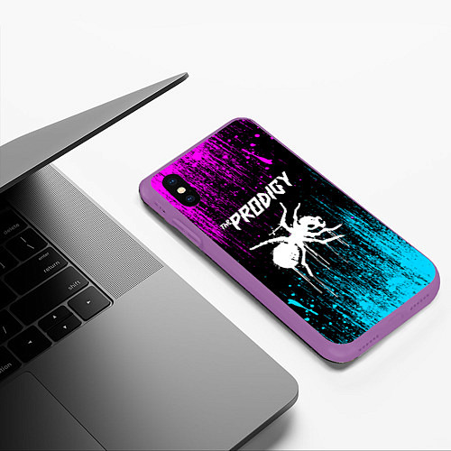 Чехол iPhone XS Max матовый The prodigy neon / 3D-Фиолетовый – фото 3