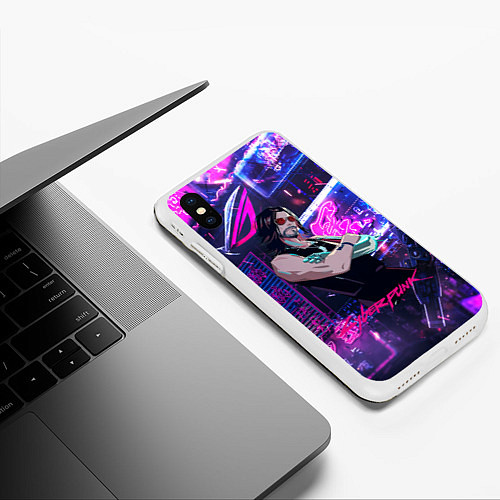 Чехол iPhone XS Max матовый Johnny cyberpunk2077 / 3D-Белый – фото 3