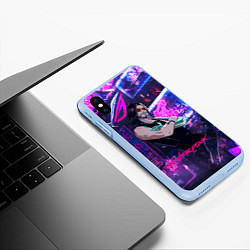 Чехол iPhone XS Max матовый Johnny cyberpunk2077, цвет: 3D-голубой — фото 2