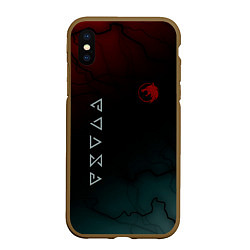 Чехол iPhone XS Max матовый The witcher Волк Черные Молнии, цвет: 3D-коричневый