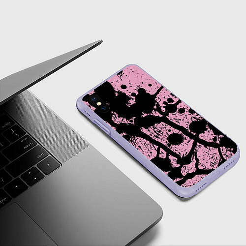 Чехол iPhone XS Max матовый Кляксы Авангард Узор Blots Vanguard Pattern / 3D-Светло-сиреневый – фото 3