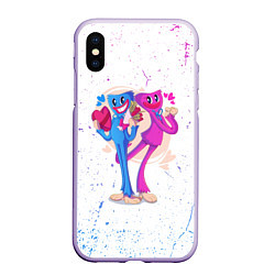 Чехол iPhone XS Max матовый Влюбленные Хагги Вагги и Кисси Мисси, цвет: 3D-светло-сиреневый