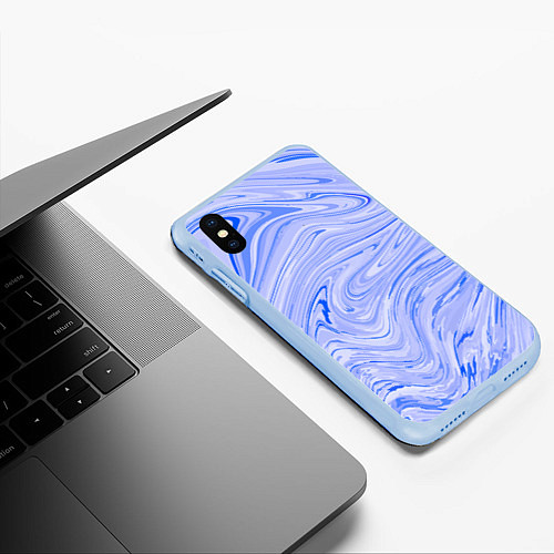 Чехол iPhone XS Max матовый Abstract lavender pattern / 3D-Голубой – фото 3