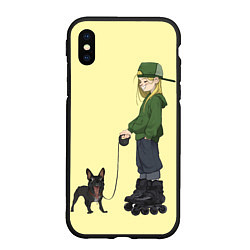 Чехол iPhone XS Max матовый Девочка и собака-улыбака, цвет: 3D-черный