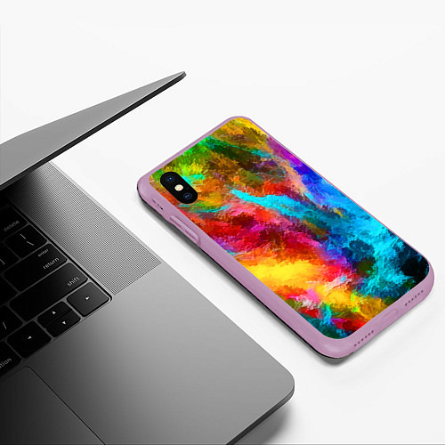 Чехол iPhone XS Max матовый Цветные всплески Экспрессионизм Абстракция Color S / 3D-Сиреневый – фото 3