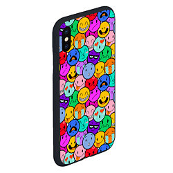 Чехол iPhone XS Max матовый Sticker bombing смайлы маленькие, цвет: 3D-черный — фото 2