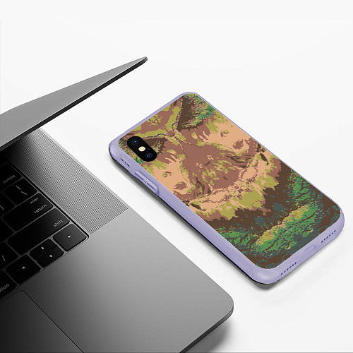 Чехол iPhone XS Max матовый Цветной,абстрактный, графический рисунок / 3D-Светло-сиреневый – фото 3