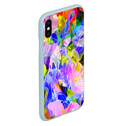 Чехол iPhone XS Max матовый Красочный цветочный узор Весна - Лето 2023 Colorfu, цвет: 3D-голубой — фото 2