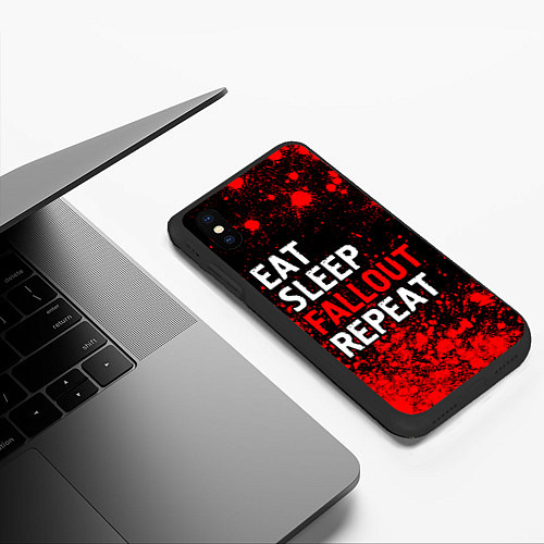 Чехол iPhone XS Max матовый Eat Sleep Fallout Repeat Краска / 3D-Черный – фото 3