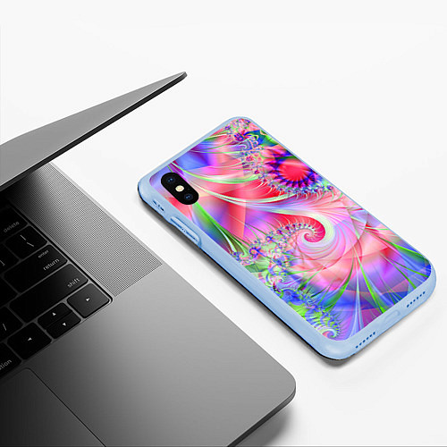 Чехол iPhone XS Max матовый Абстракция, насыщенный узор / 3D-Голубой – фото 3