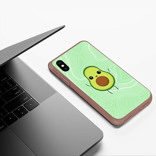 Чехол iPhone XS Max матовый Авокадо avocado / 3D-Коричневый – фото 3