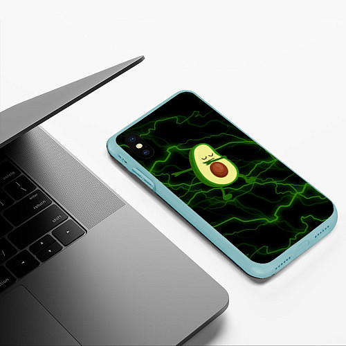 Чехол iPhone XS Max матовый Avocado молнии / 3D-Мятный – фото 3