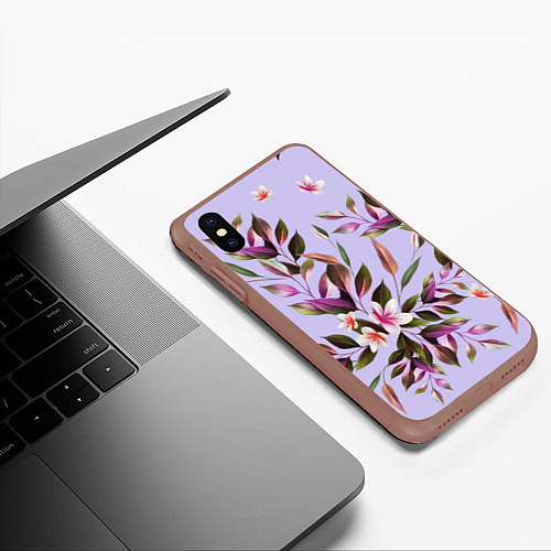 Чехол iPhone XS Max матовый Цветы Вересковый Сад / 3D-Коричневый – фото 3