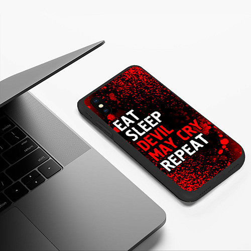 Чехол iPhone XS Max матовый Eat Sleep Devil May Cry Repeat Арт / 3D-Черный – фото 3