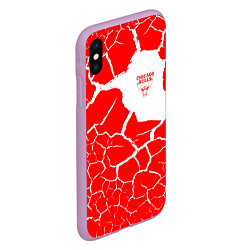 Чехол iPhone XS Max матовый CHICAGO BULLS ЧИКАГО БУЛЛС ТРЕЩИНЫ, цвет: 3D-сиреневый — фото 2