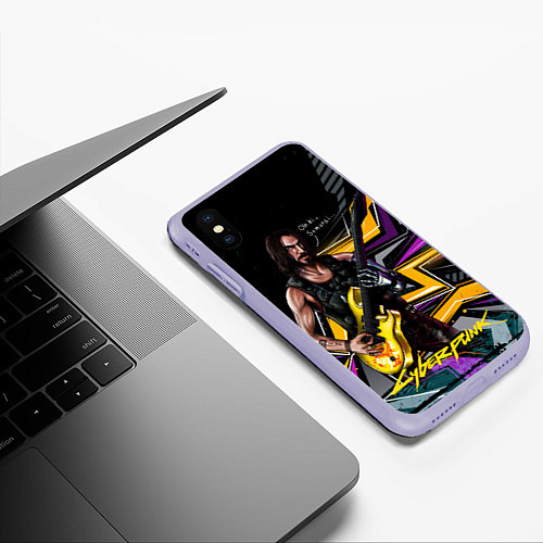 Чехол iPhone XS Max матовый Johnny Cyberpunk2077 / 3D-Светло-сиреневый – фото 3