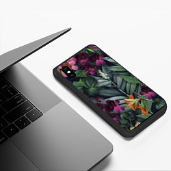 Чехол iPhone XS Max матовый Цветы Ночные, цвет: 3D-черный — фото 2