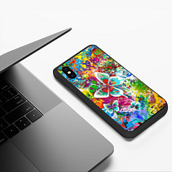 Чехол iPhone XS Max матовый Яркое безумие Бабочки, кляксы, граффити, цвет: 3D-черный — фото 2