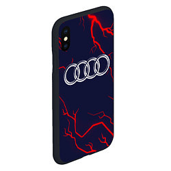 Чехол iPhone XS Max матовый Символ AUDI на фоне грозы, цвет: 3D-черный — фото 2