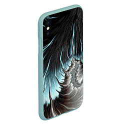 Чехол iPhone XS Max матовый Черно-бирюзовый фрактал Абстракция, цвет: 3D-мятный — фото 2