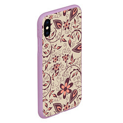 Чехол iPhone XS Max матовый Вьющиеся цветы, цвет: 3D-сиреневый — фото 2