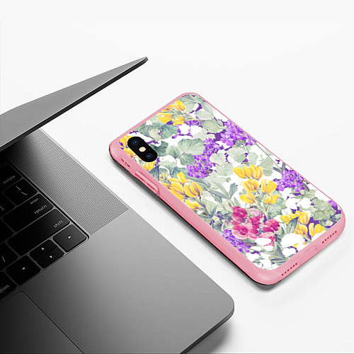 Чехол iPhone XS Max матовый Цветы Красочный Луговой Узор / 3D-Баблгам – фото 3